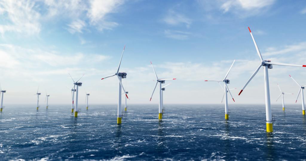 Zukunft Stahl Das Bild zeigt einen Offshore-Park und steht symbolisch für neue Stahllösungen für die Zukunft
